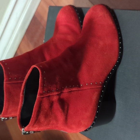 Rag and nd bone red suede willow stub boots 38 8 - Picture 4 of 10
